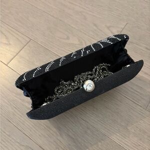 Black shimmery clutch with silver tone hardware - LAURA